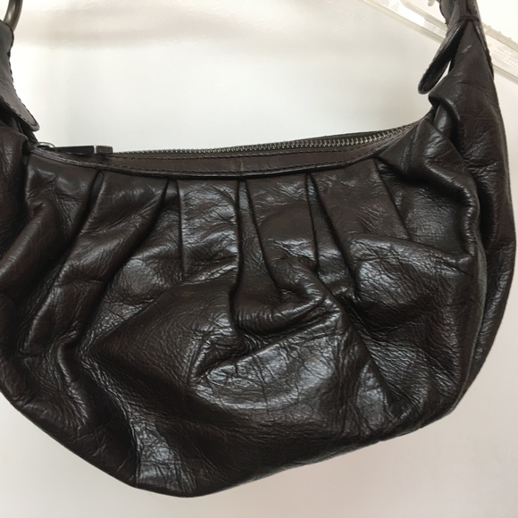 BALLY DARK BROWN LEATHER SMALL SHOULDER BAG PURSE - Picture 2 of 10